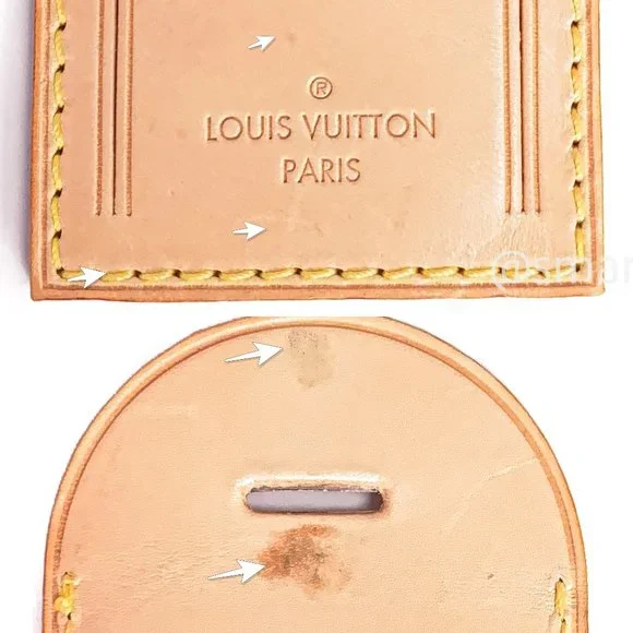 Authentic LOUIS VUITTON Vachetta leather Luggage Name Tag - SI - Picture 6 of 14